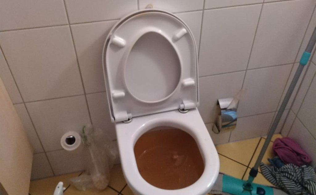 WC Rückstau durch Rohrverstopfung in Darmstadt